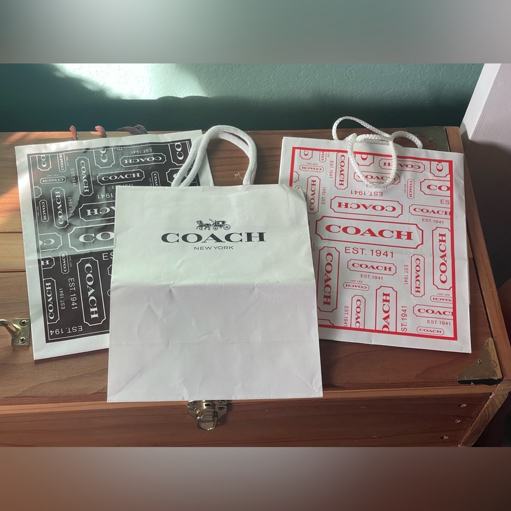 3 Coach Empty Gift Bags Shopping Tote 10x8x4.5”
